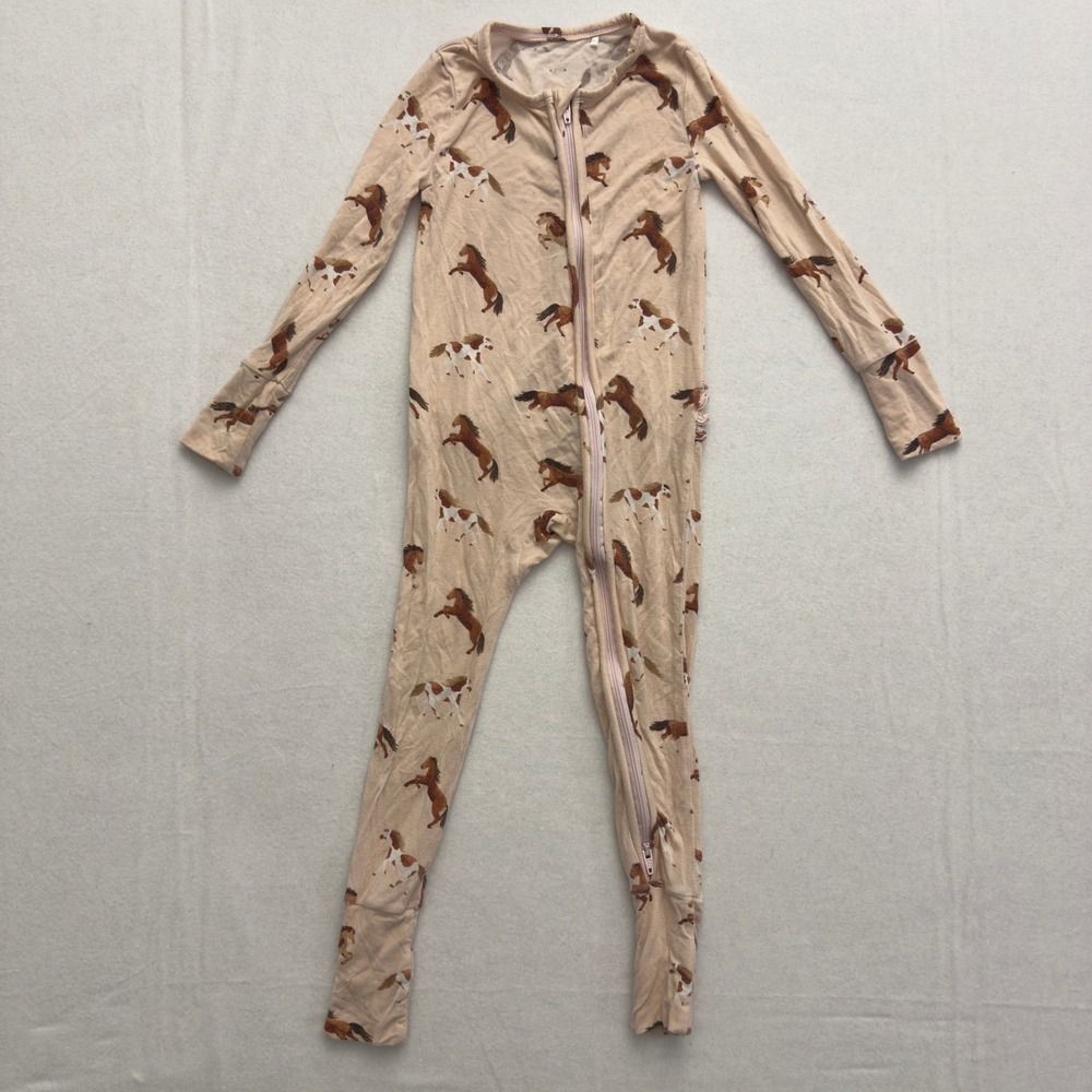 Angel Dear Long Sleeve‎ Footie Zippy Jumpsuit 18-24 Months Horse Print Fold Over